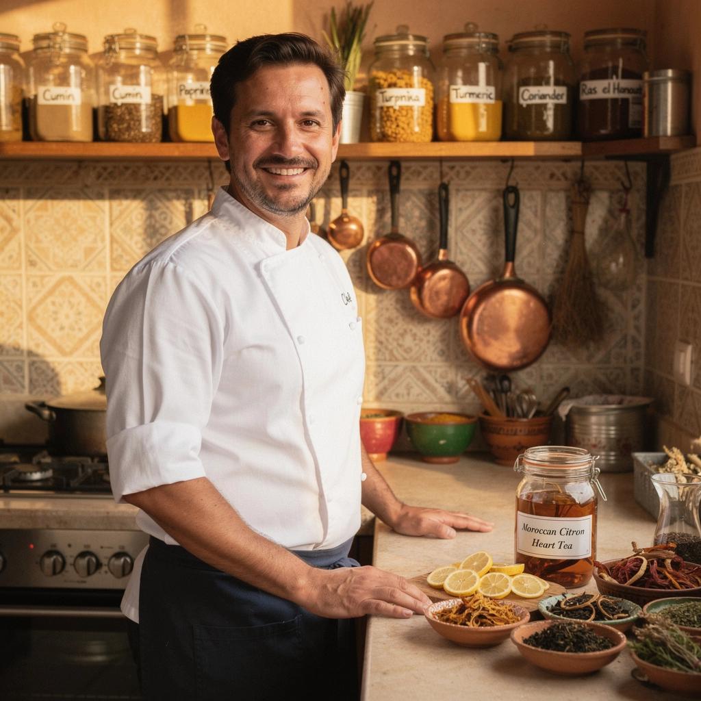 Maroko arbatos ceremonija, kurioje naudojama citrina ir prieskoniai.